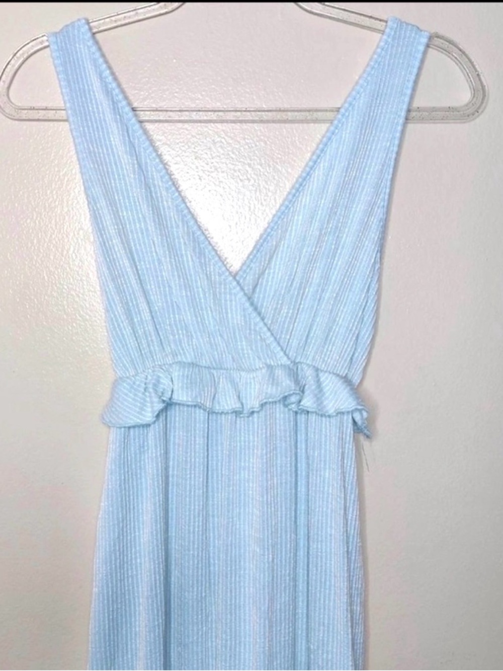 Caution to the Wind Boho Ruffle Maxi Dress Light Blue Cottagecore Women’s Size M - Picture 2 of 4